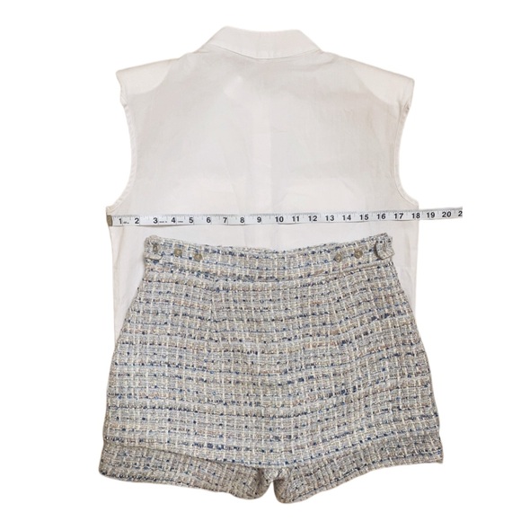 Blue mini skirt skort set and white button down top size 4 Small Meduim - Picture 3 of 6